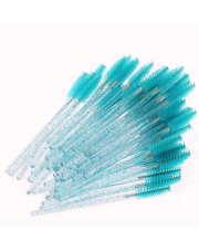 Szczoteczki do rzęs brokatowe cyjanowe - 50 szt.